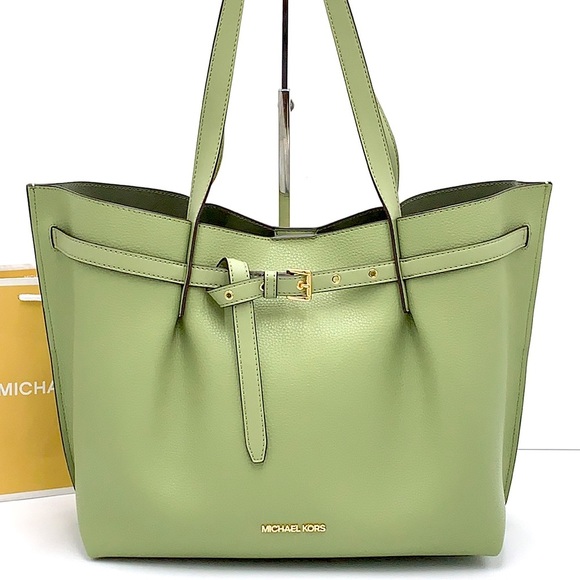 MICHAEL KORS EMILIA LARGE EAST WEST TOTE LIGHT SAGE COLOR - Picture 2 of 16